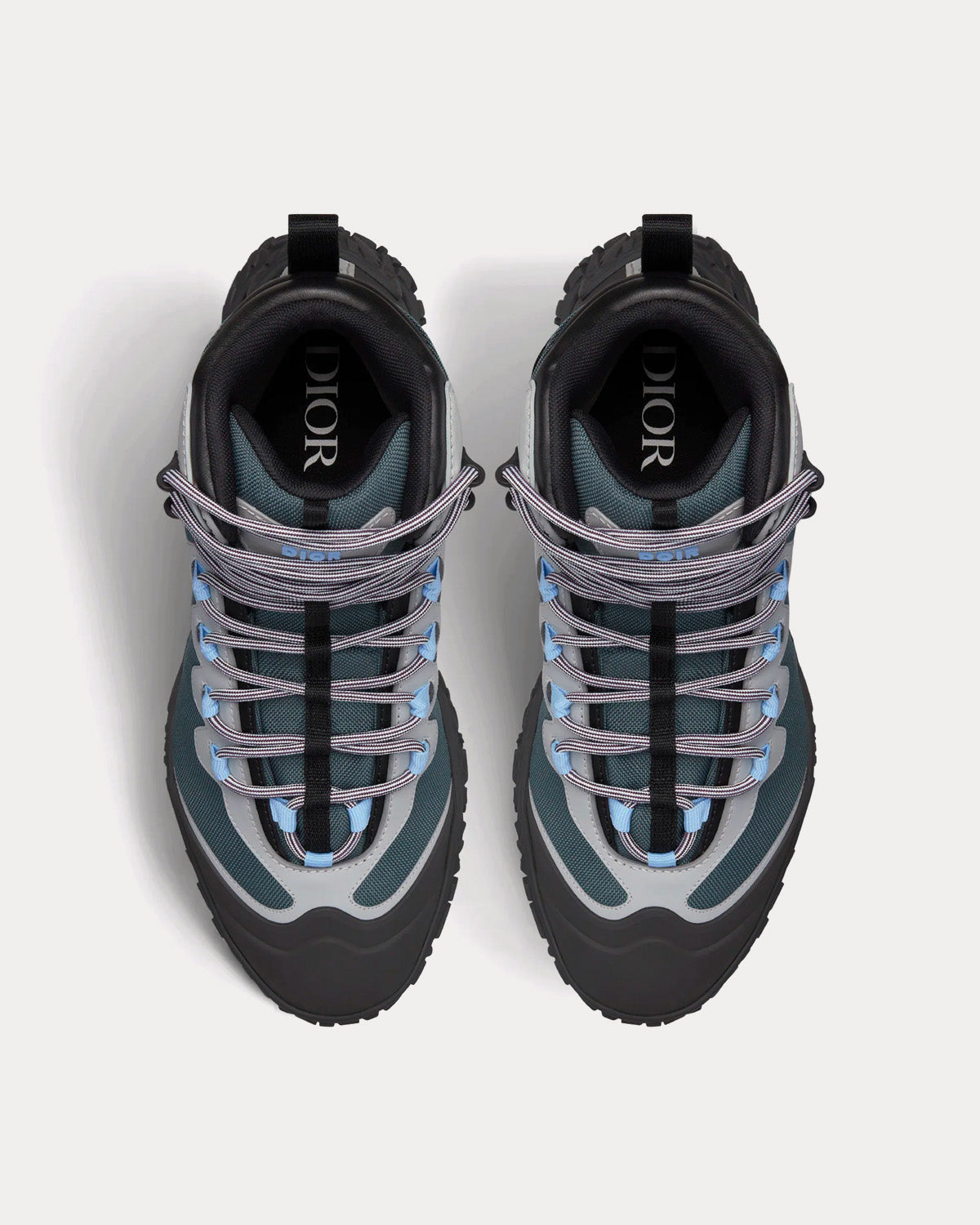 Dior Diorizon Hiking Ankle Boot Green-Gray Technical Mesh and Black Rubber High Top Sneakers