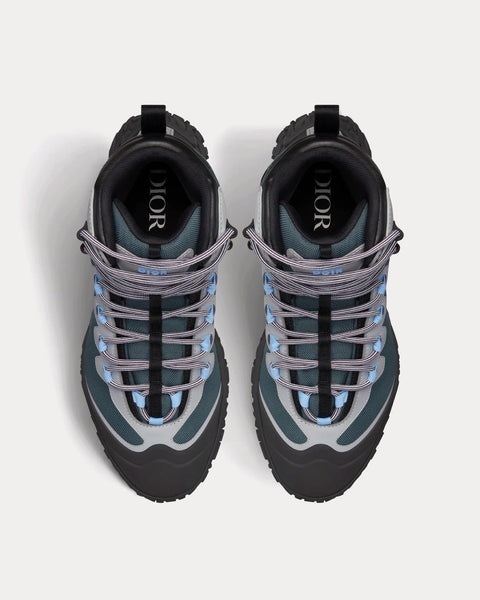 Diorizon Hiking Ankle Boot Green-Gray Technical Mesh and Black Rubber High Top Sneakers