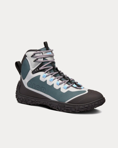 Diorizon Hiking Ankle Boot Green-Gray Technical Mesh and Black Rubber High Top Sneakers