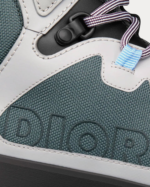Diorizon Hiking Ankle Boot Green-Gray Technical Mesh and Black Rubber High Top Sneakers