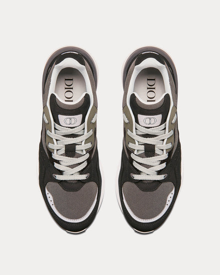 Dior B29 Gray Technical Mesh, Black Suede and Smooth Calfskin Low Top Sneakers - 2