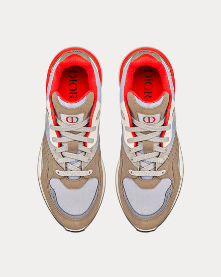 Dior Men's B29 Gray Technical Mesh and Suede with Brown Smooth