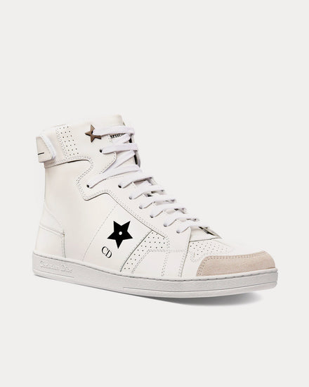Dior Dior Star Calfskin & Suede White High Top Sneakers - 3