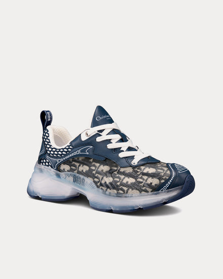 Dior Vibe Deep Blue Dior Oblique Technical Fabric and Transparent Rubber Low Top Sneakers - 3