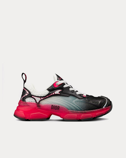 Dior Vibe White Mesh and Black Calfskin with Raspberry Rubber Low Top Sneakers - 1