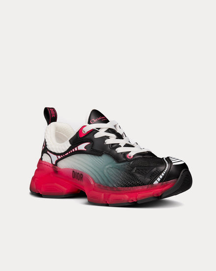 Dior Vibe White Mesh and Black Calfskin with Raspberry Rubber Low Top Sneakers - 2