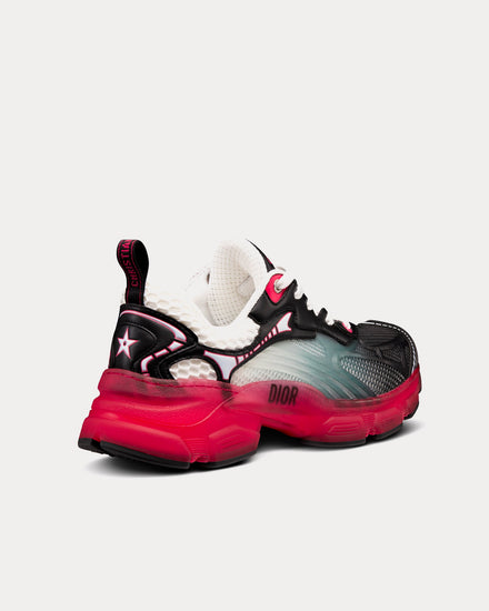 Dior Vibe White Mesh and Black Calfskin with Raspberry Rubber Low Top Sneakers - 3