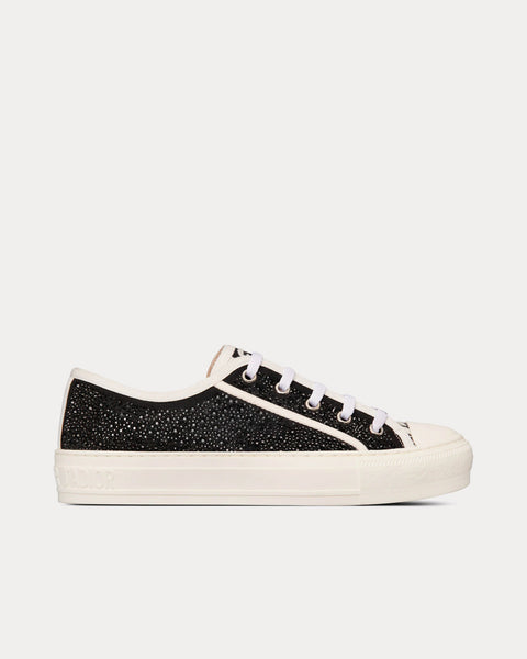 Walk'n'Dior Black Cotton Embroidered with Strass Low Top Sneakers