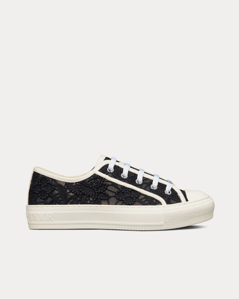 Dior Walk'n'Dior Black Macramé Embroidered Cotton Low Top Sneakers - 1