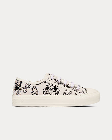 Dior Walk'n'Dior Black and White Cotton with Dior Bandana Embroidery Low Top Sneakers - 1