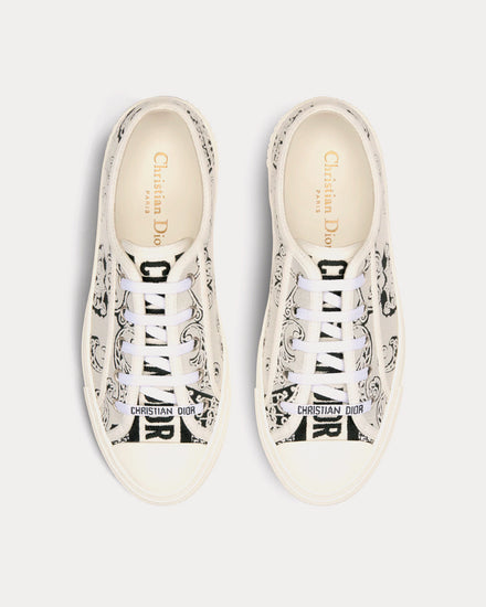 Dior Walk'n'Dior Black and White Cotton with Dior Bandana Embroidery Low Top Sneakers - 2