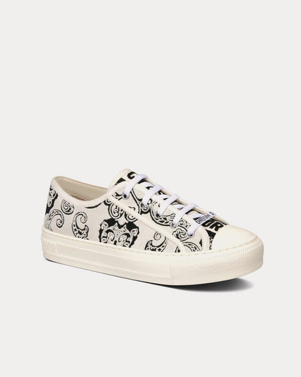 Dior Walk'n'Dior Black and White Cotton with Dior Bandana Embroidery Low Top Sneakers - 3