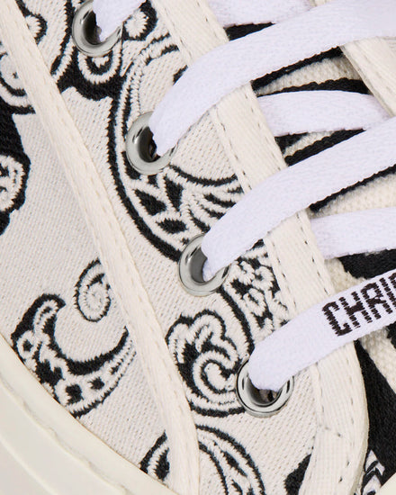 Dior Walk'n'Dior Black and White Cotton with Dior Bandana Embroidery Low Top Sneakers - 5