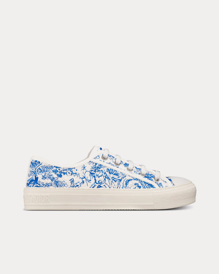 Dior Walk'n'Dior Bright Blue Toile de Jouy Embroidered Cotton Low Top Sneakers - 1