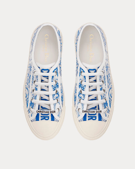 Dior Walk'n'Dior Bright Blue Toile de Jouy Embroidered Cotton Low Top Sneakers - 2