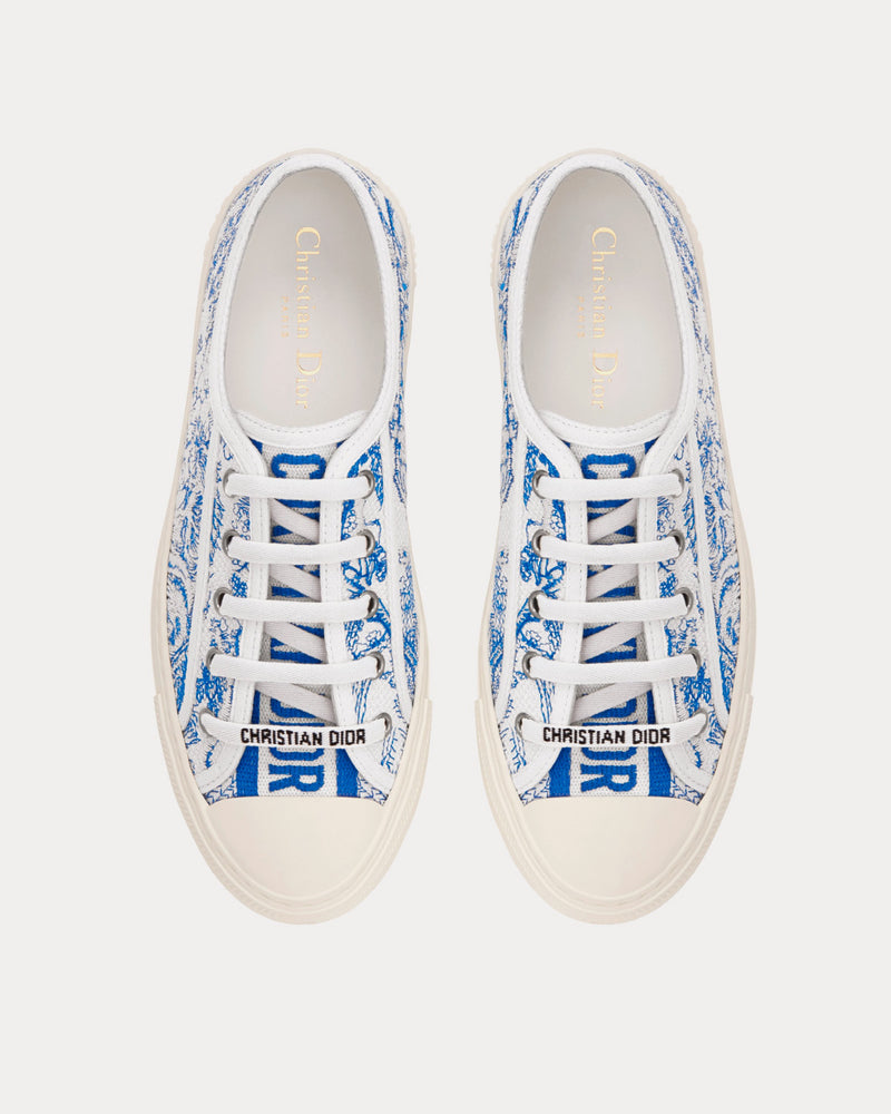 Dior Walk'n'Dior Bright Blue Toile de Jouy Embroidered Cotton Low Top Sneakers - 2