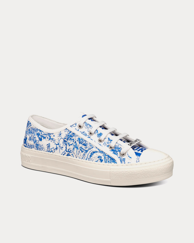 Dior Walk'n'Dior Bright Blue Toile de Jouy Embroidered Cotton Low Top Sneakers - 3