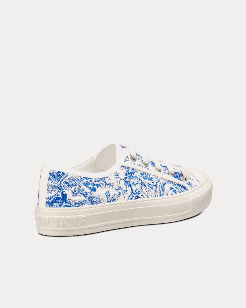 Dior Walk'n'Dior Bright Blue Toile de Jouy Embroidered Cotton Low Top Sneakers - 4