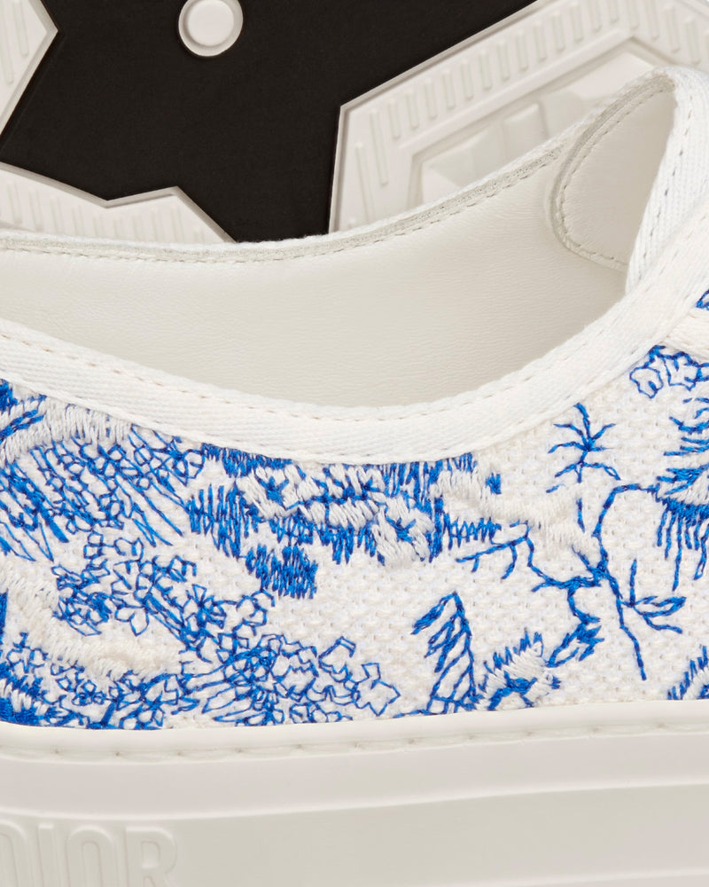 Dior Walk'n'Dior Bright Blue Toile de Jouy Embroidered Cotton Low Top Sneakers - 5