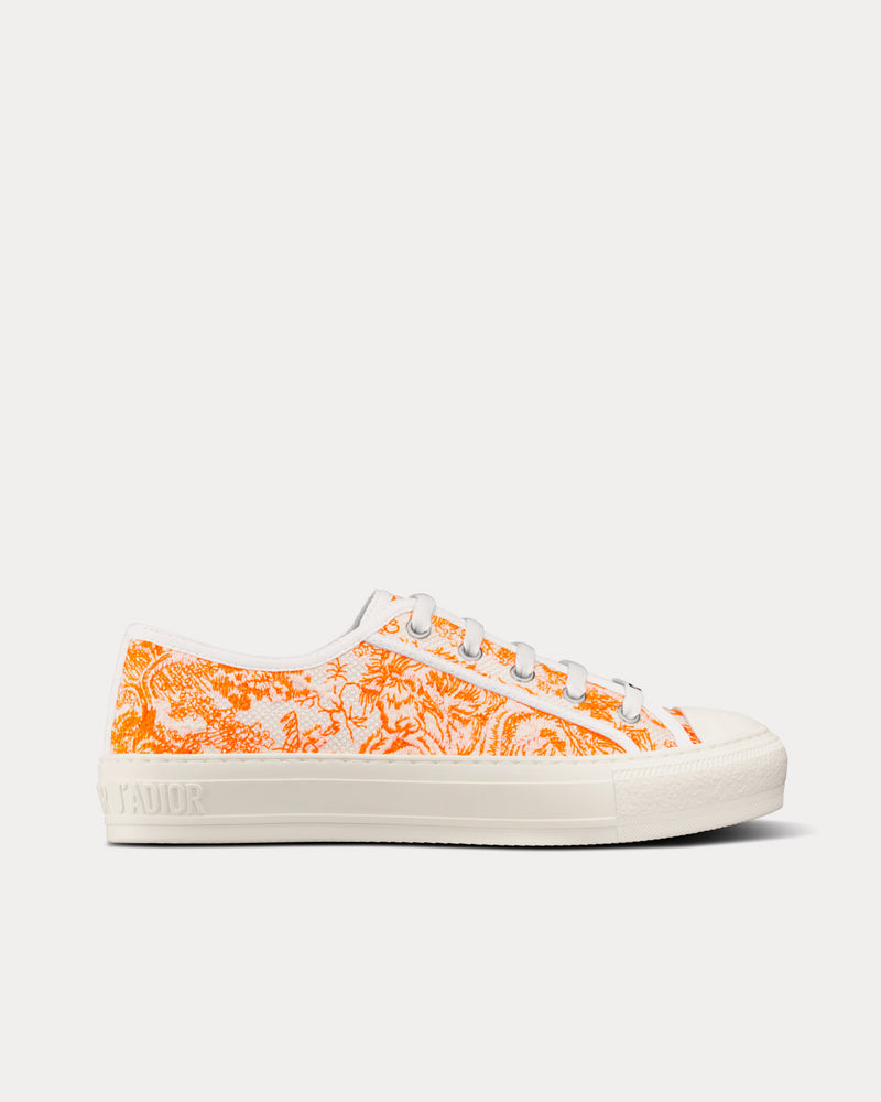 Dior Walk'n'Dior Bright Orange Toile de Jouy Embroidered Cotton Low Top Sneakers - 1