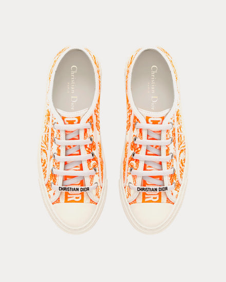 Dior Walk'n'Dior Bright Orange Toile de Jouy Embroidered Cotton Low Top Sneakers - 2