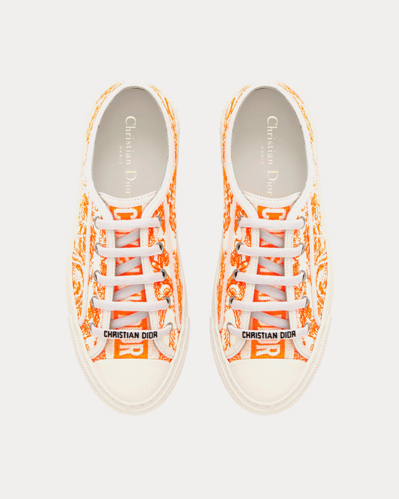Dior Walk'n'Dior Bright Orange Toile de Jouy Embroidered Cotton Low Top Sneakers - 2