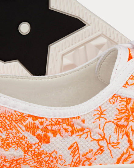 Dior Walk'n'Dior Bright Orange Toile de Jouy Embroidered Cotton Low Top Sneakers - 5
