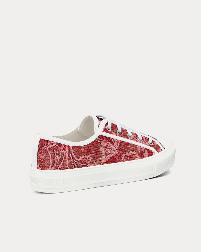 Dior Walk'n'Dior Cherry Red Dior Brocart Embroidered Cotton with Gold-Tone Metallic Thread Low Top Sneakers - 4