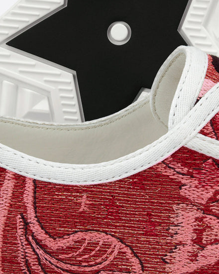Dior Walk'n'Dior Cherry Red Dior Brocart Embroidered Cotton with Gold-Tone Metallic Thread Low Top Sneakers - 5