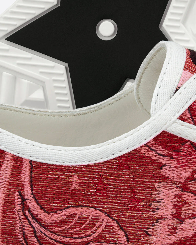 Dior Walk'n'Dior Cherry Red Dior Brocart Embroidered Cotton with Gold-Tone Metallic Thread Low Top Sneakers - 5