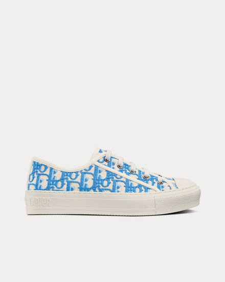Dior Walk'n'Dior Cornflower Blue Dior Oblique Embroidered Cotton Low Top Sneakers - 1