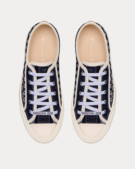 Dior Walk'n'Dior Cotton Denim Embroidered with Eyelet Blue Motif Low Top Sneakers - 2