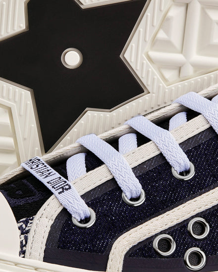Dior Walk'n'Dior Cotton Denim Embroidered with Eyelet Blue Motif Low Top Sneakers - 5