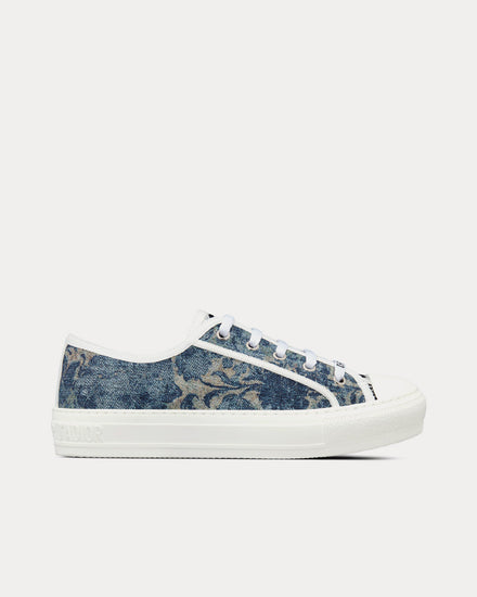 Dior Walk'n'Dior Duck Blue Dior Brocart Embroidered Denim Low Top Sneakers - 1