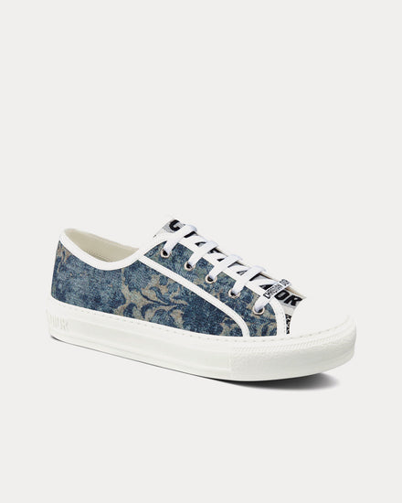 Dior Walk'n'Dior Duck Blue Dior Brocart Embroidered Denim Low Top Sneakers - 3