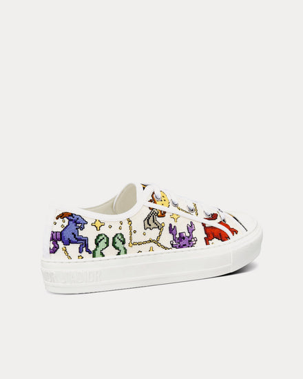 Dior Walk'n'Dior White Multicolor Embroidered Cotton with Dior Pixel Zodiac Motif Low Top Sneakers - 3