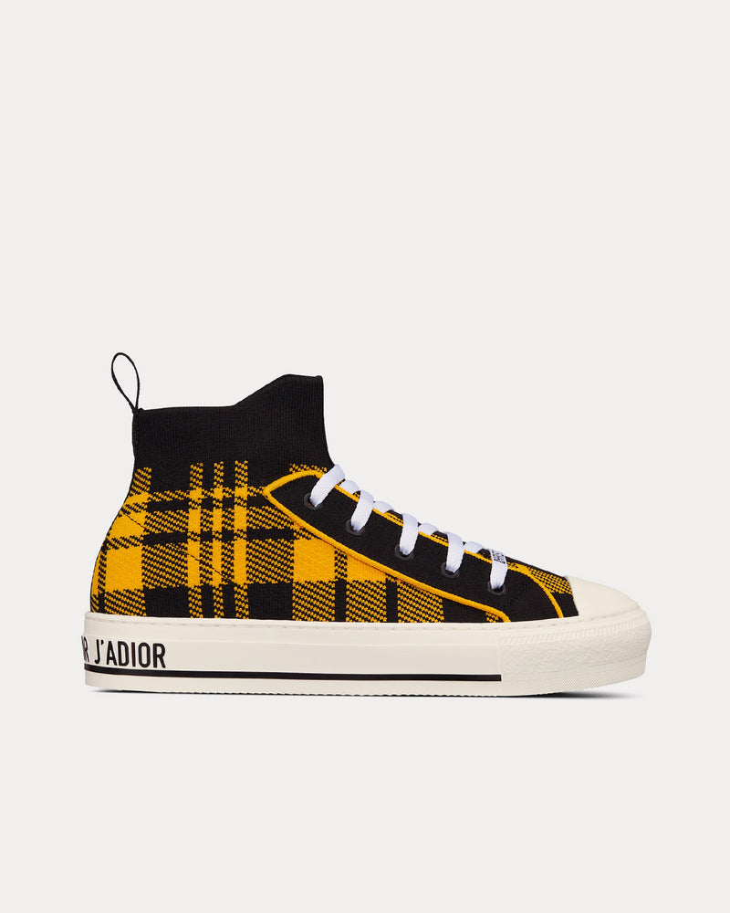 Dior Walk'n'Dior Yellow and Black Check'n'Dior Technical Mesh High Top Sneakers - 1