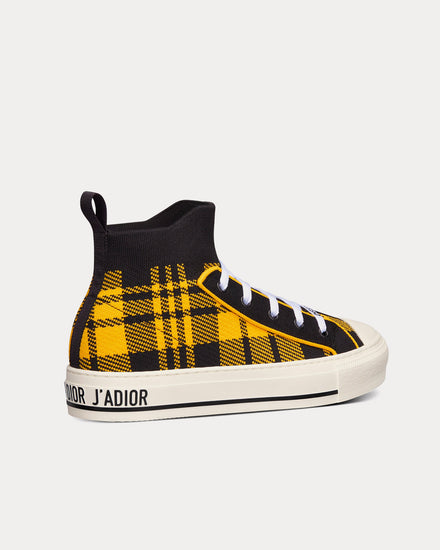 Dior Walk'n'Dior Yellow and Black Check'n'Dior Technical Mesh High Top Sneakers - 4