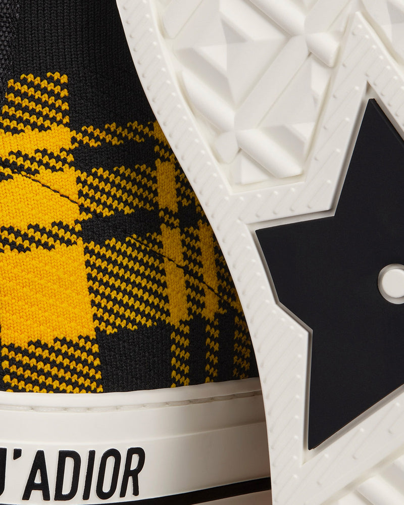 Dior Walk'n'Dior Yellow and Black Check'n'Dior Technical Mesh High Top Sneakers - 5