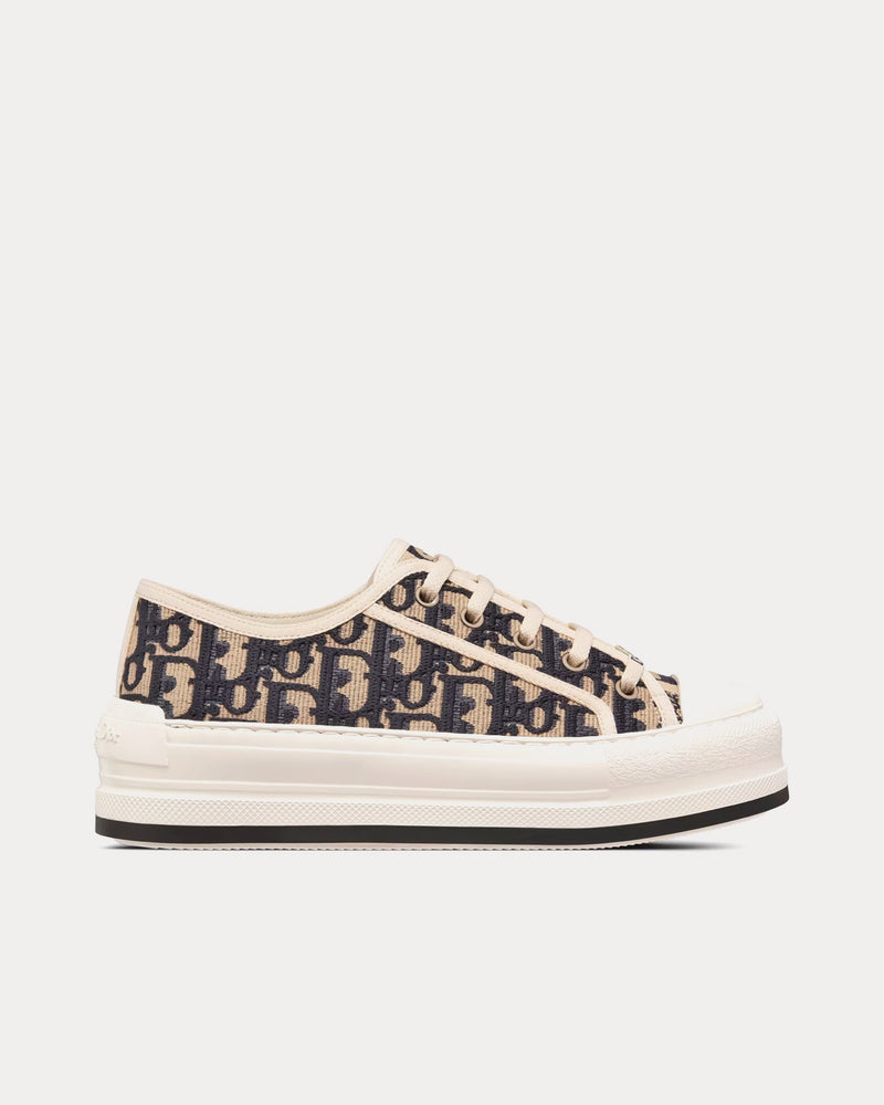 Dior Walk'n'Dior Platform Embroidered Cotton Deep Blue Dior Oblique Low Top Sneakers - 1