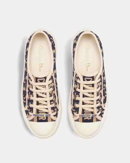 Dior Walk'n'Dior Platform Embroidered Cotton Deep Blue Dior Oblique Low Top Sneakers - 2