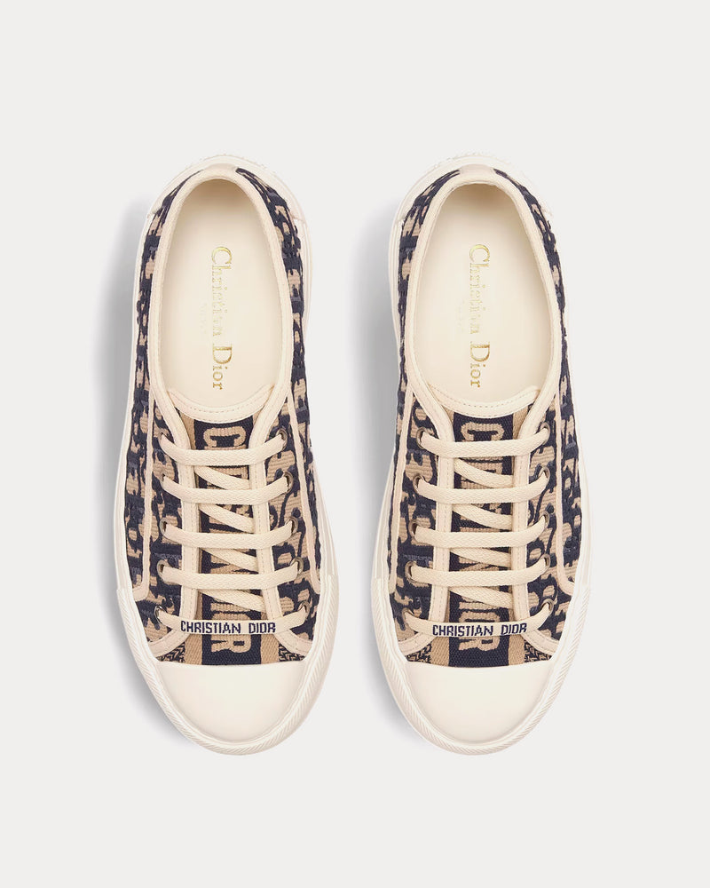Dior Walk'n'Dior Platform Embroidered Cotton Deep Blue Dior Oblique Low Top Sneakers - 2