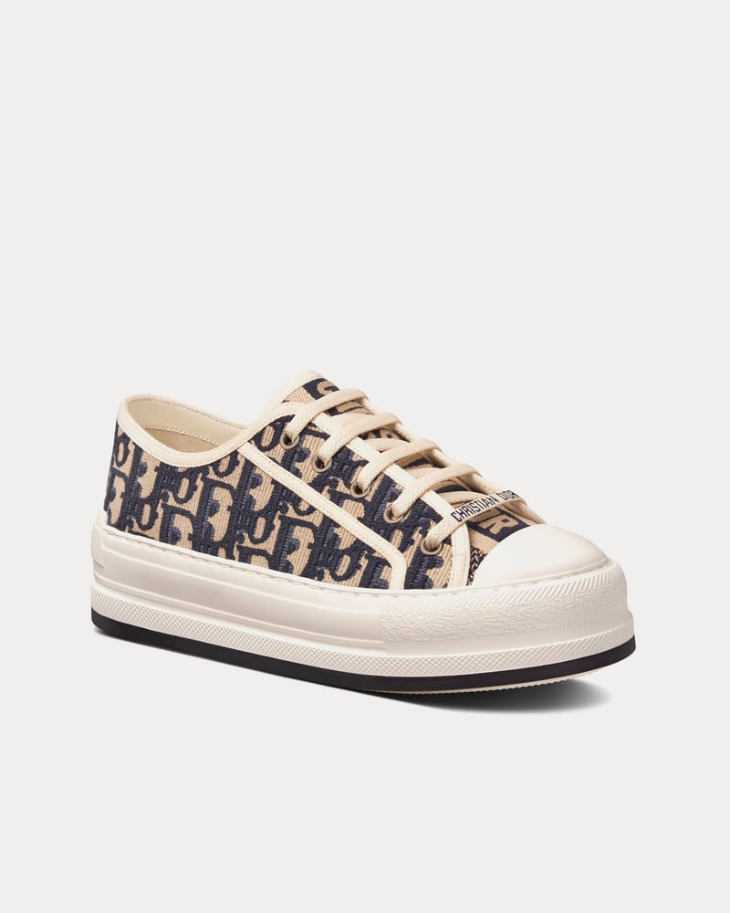 Dior Walk'n'Dior Platform Embroidered Cotton Deep Blue Dior Oblique Low Top Sneakers - 3