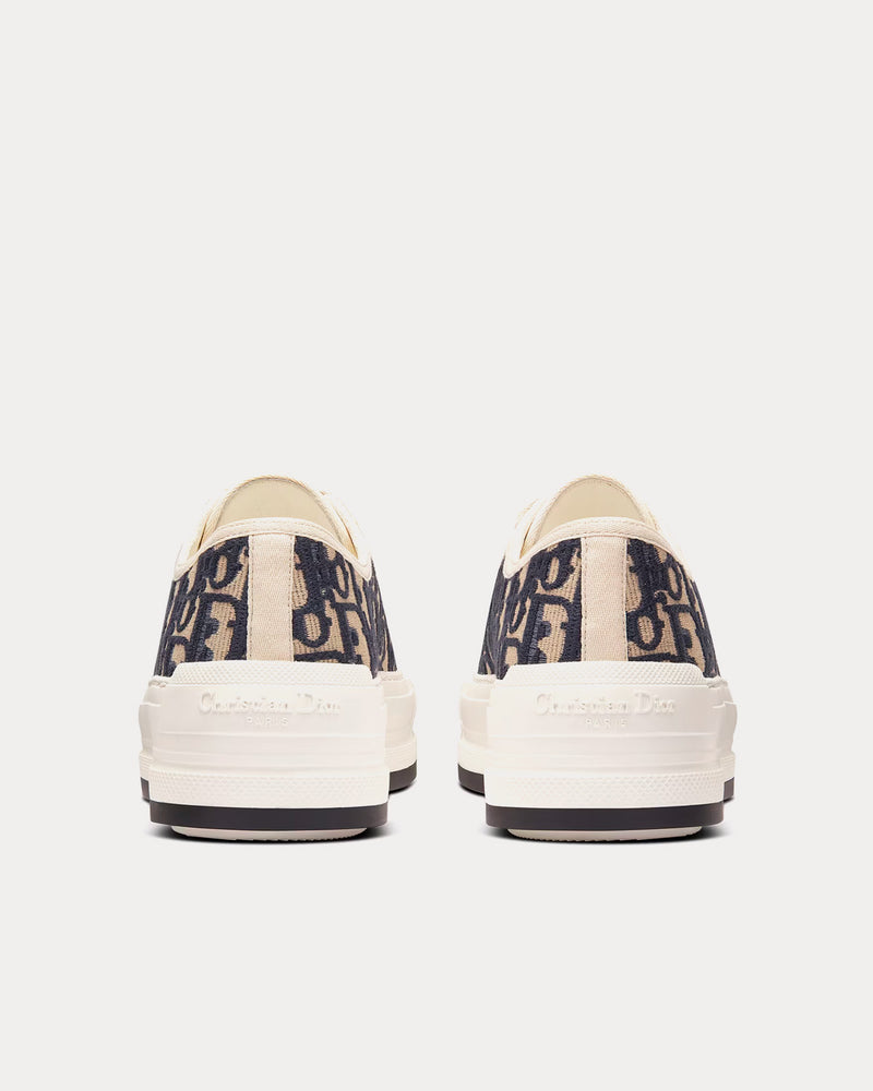 Dior Walk'n'Dior Platform Embroidered Cotton Deep Blue Dior Oblique Low Top Sneakers - 4