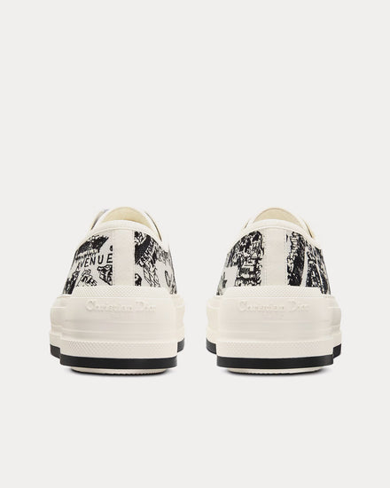 Dior Walk'n'Dior Platform White and Black Cotton Embroidered with Plan de Paris Motif Low Top Sneakers - 4