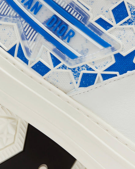 Dior Walk'n'Dior Star Bright Blue and White Calfskin and Technical Fabric with Dior Étoile Motif High Top Sneakers - 5