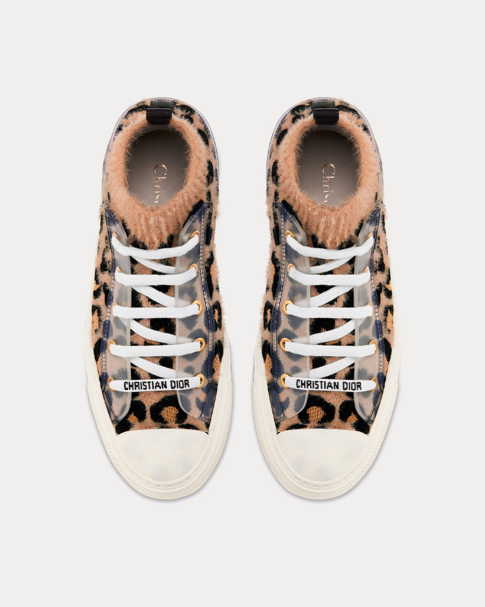 Dior Walk'n'Dior Fur-Effect Knit Printed with Beige Multicolor Mizza  Pattern High Top Sneakers - Sneak in Peace
