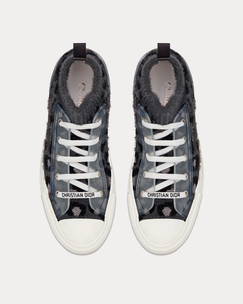 B57 Mid-Top Sneaker Black and White Smooth Calfskin with Beige and Black  Dior Oblique Jacquard