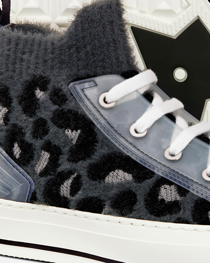 Dior Walk'n'Dior Fur-Effect Knit with Gray Mizza Print High Top Sneakers - 5