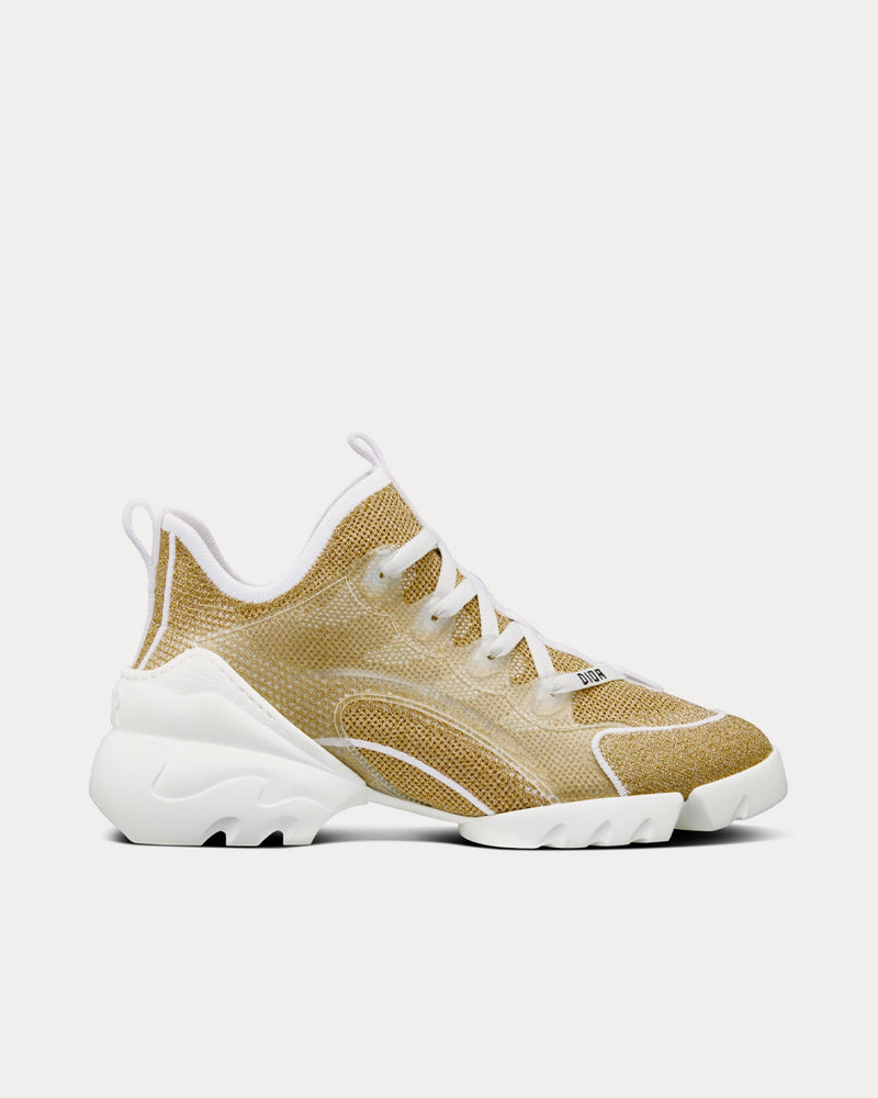 Dior D-Connect Gold-Tone Laminated Mesh High Top Sneakers - 1